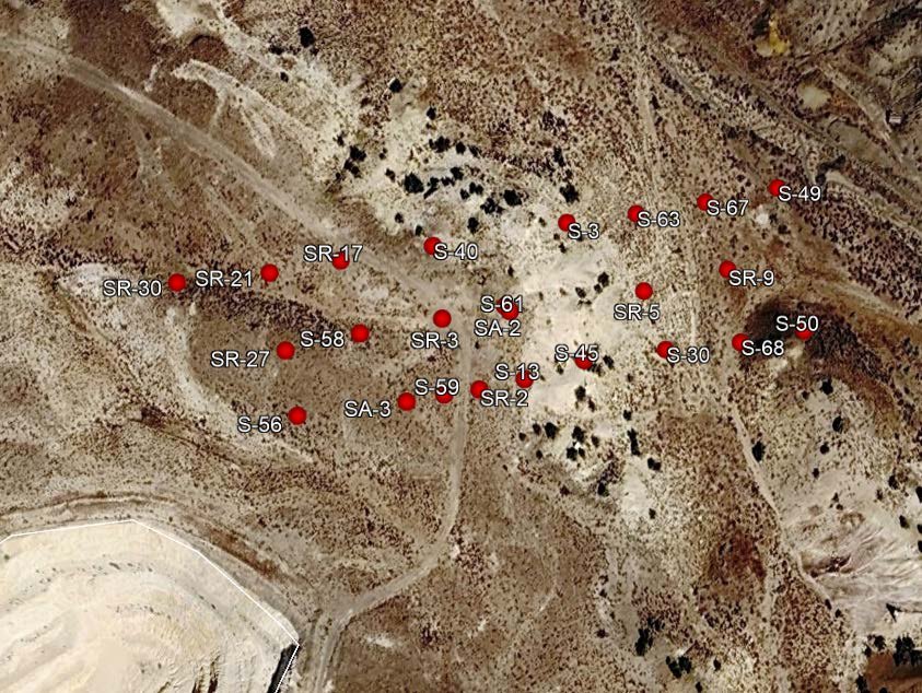Aerial imagery showing drill collar locations at Trinity